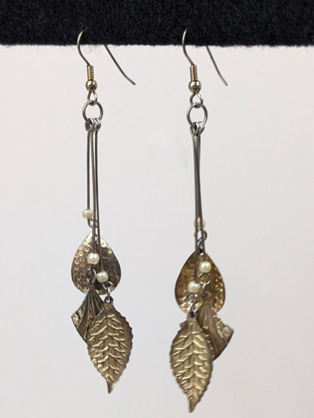 (2/$20) 3-Strand Gold Tone Dangling Leaf Earrings
